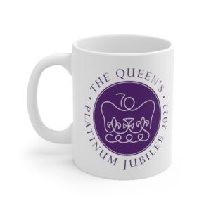White Ceramic 11 Ounce Mug featuring the Platinum Jubilee Emblem